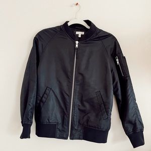 UO black satin bomber jacket